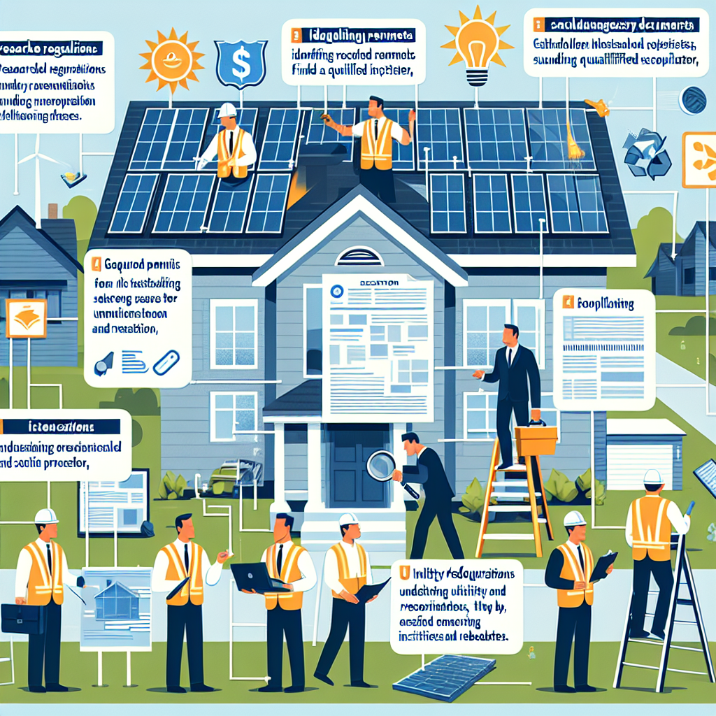 How do I handle permits and regulations for solar panel installation?